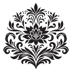 Decorative flower element black silhouette clipart for printables