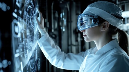 Poster - Female Scientist Interacting with a Holographic Interface