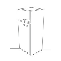 Continuous single line sketch drawing of refrigerator icebox cooler box freezer home appliance utilities electrical equipment one line editable stroke vector illustration