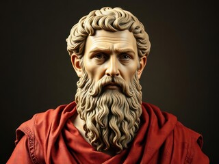 A classic marble portrait of the ancient Stoic philosopher in color. Stoicism