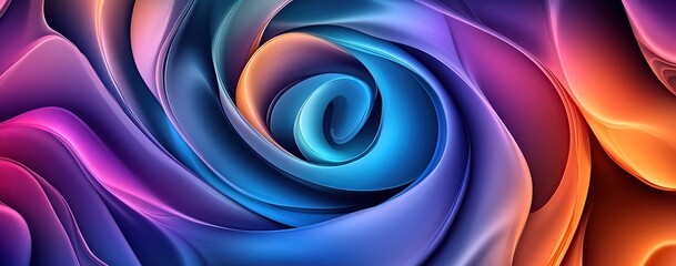 Wall Mural - abstract background with swirling shapes in a blue, purple, and orange gradient