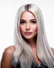 Women as model with long white blonde hair