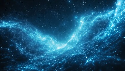 Aufkleber - A mesmerizing cosmic scene showcasing swirling blue light and sparkling stars against a dark background, evoking the vastness of space.