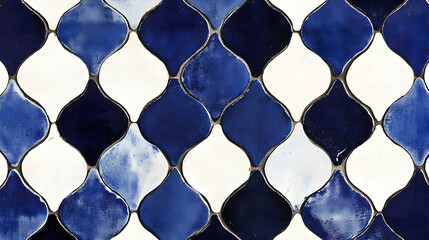 Blue and white Moroccan tile pattern.