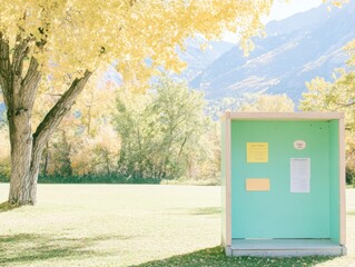 Idyllic Outdoor Polling Station in Natural Mountain Landscape