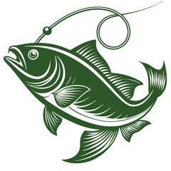 Wall Mural - Fishing Line Art Vector Illustration.