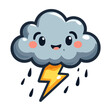 © InspirationDesign - Cute smiling thunderstorm cloud icon, weather emoji illustration