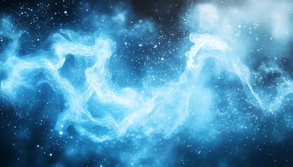 Aufkleber - A vibrant blue nebula, filled with swirling gas and sparkling stars, creating a stunning cosmic scene.