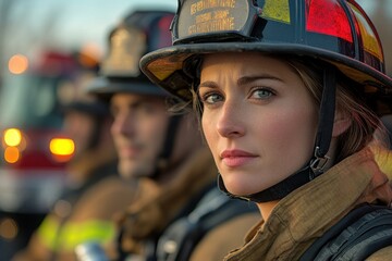 A firefighter shows determination while preparing for action at an emergency scene.