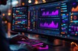 © Alienmarsh - A close-up of a person using a computer with vibrant data visualizations on the screen.