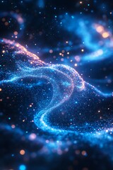 Leinwandbilder - A mesmerizing cosmic scene with swirling blue and purple light, scattered with sparkling stars, evoking a sense of depth and mystery.