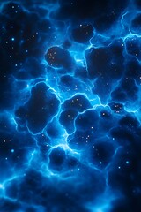 Aufkleber - An abstract image showcasing a vibrant blue cosmic space with electric patterns and twinkling stars.