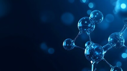 Wall Mural - abstract blue molecular structure with glowing nodes