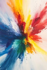 Fototapete - A vibrant explosion of colors blending and swirling, creating a dynamic and energetic abstract design.