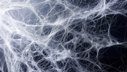 White cobweb on black background