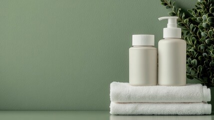 Eco friendly baby skincare products in natural packaging displayed on a soft white towel highlighting a clean natural and sustainable lifestyle