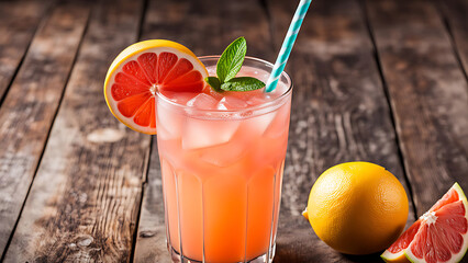 Cold lemonade/cocktail of fresh grapefruit juice