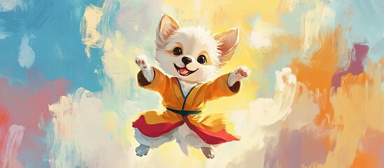 Happy Doggy Flying Through the Sky