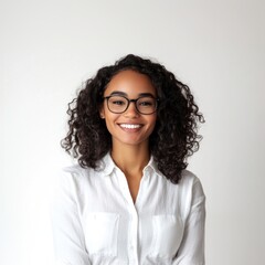 Poster - Smiling woman with curly hair