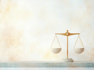 A delicate balance scale in an abstract setting, one side heavier, symbolizing the law of karma