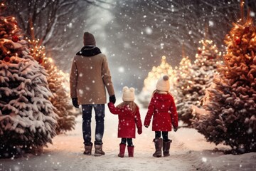 Poster - Family christmas footwear outdoors.