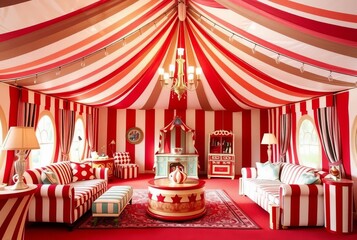 Embrace the excitement of a circus tent with striped fabrics vib