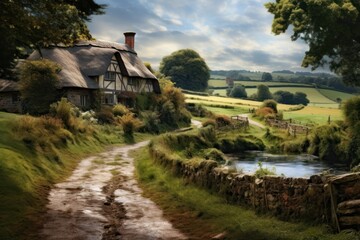 Canvas Print - Countryside architecture landscape building.