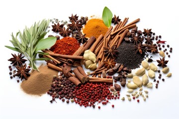 Poster - Spice food herb white background.