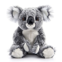 A single cute koala toy, soft toy front view isolated on white background