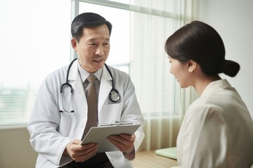 Wall Mural - Doctor patient talking adult.