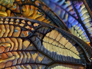 Sticker - Intricate patterns and vibrant colors on a butterfly wing. AI.