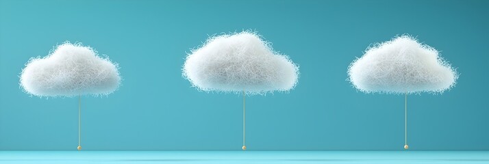 Leinwandbilder - Floating digital cloud icons in the sky representing the concept of cloud computing services data storage and modern technology infrastructure  This image symbolizes the virtual scalable