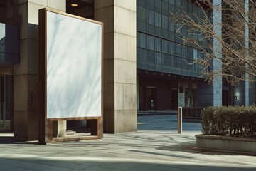 Canvas Print - Blank banner in Empty scene building street city.