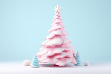 Poster - Christmas tree white pink blue.