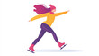 © Dirk - vector style that is colorful, simple, and minimalistic, in a cartoon style a female figure Skating on ice isolated on white background. Talented woman figure skating, winter sports, design element fo