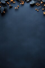 christmas decoration border on dark blue background with copy space