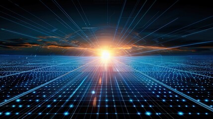 Poster - Digital grid sunset path