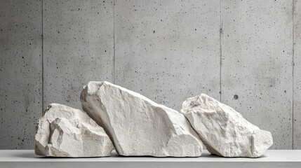 Wall Mural - White rocks on grey wall