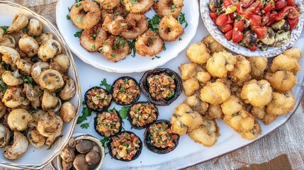 Assorted Cicchetti Dishes on a Serving Platter