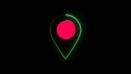 glowing neon loccation icon