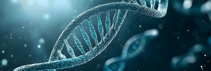 Leinwandbilder - Mesmerizing 3D visualization of a holographic double helix DNA molecule spinning gracefully in mid air showcasing the beauty and complexity of genetic science and innovation