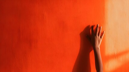 Aufkleber - Minimalist silhouette of a hand reaching against a glowing digital screen or bright light source symbolizing technology connection and creative