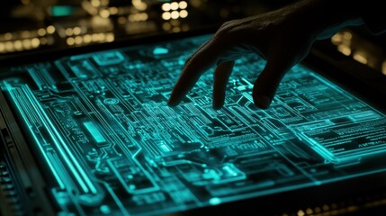 Poster - Hand Interacting with a Futuristic Interface