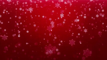 Wall Mural - red background with falling snowflakes.