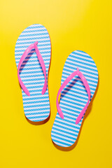 Poster - A vibrant summer vacation scene with flip flops