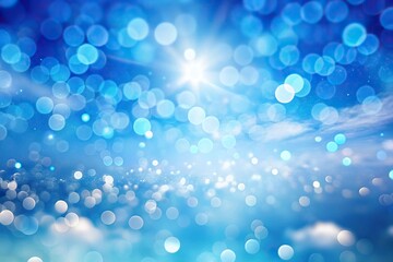 Abstract blue sky with bokeh lights background