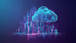 © Best_Seller - The idea of the internet of things (IoT) and cloud computing is shown with a picture of a cloud and a futuristic city.low poly digital wireframe.