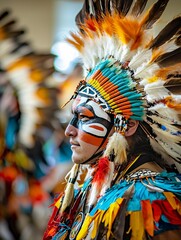 A vibrant community center showcases traditional art and cultural expressions in celebration of indigenous heritage month.