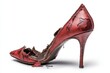 © Olsek - A striking image of a broken red high heel shoe. This unique piece represents wear and tear. Perfect for fashion and art concepts. Generative AI