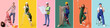 © Pixel-Shot - Set of different workers on color background